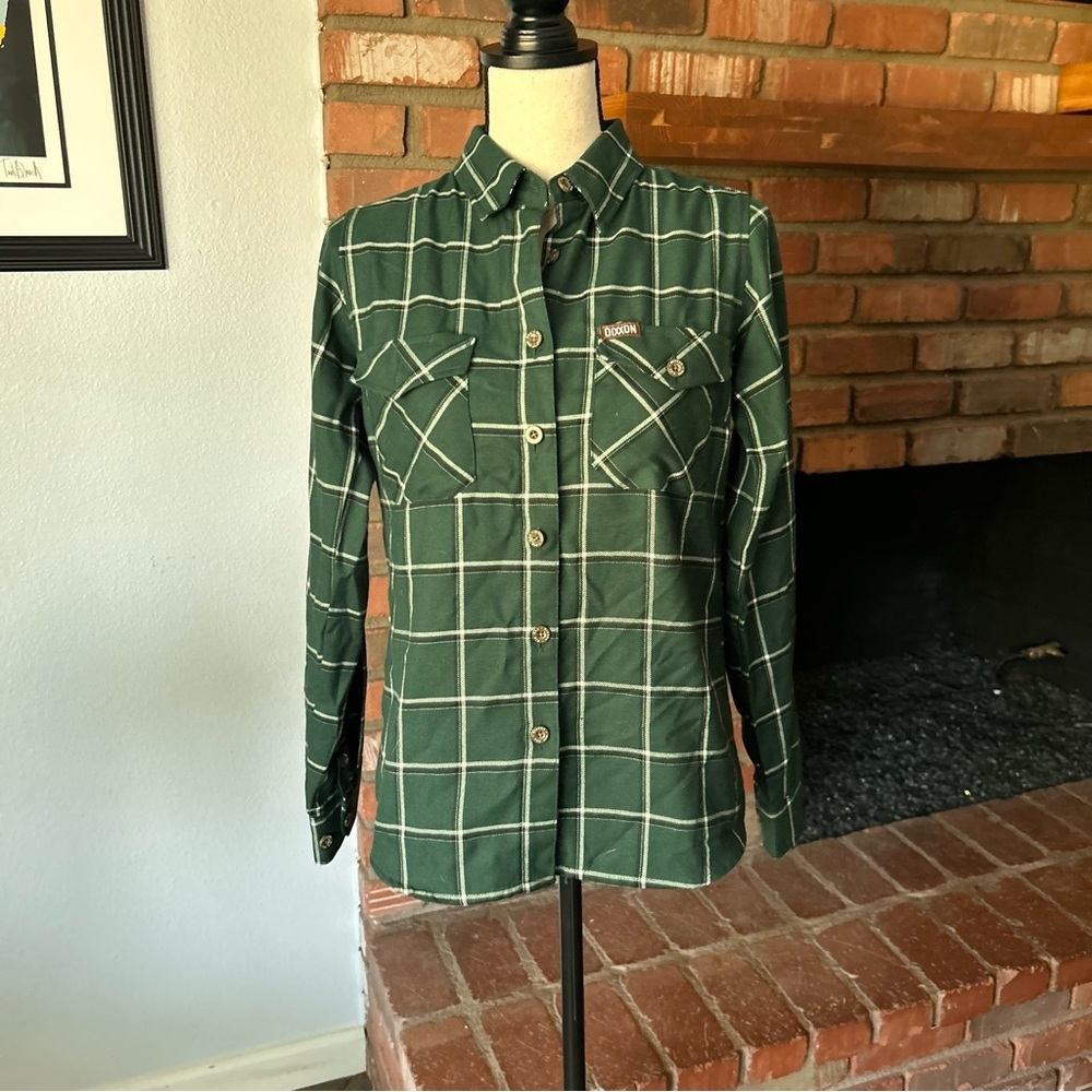 NWOT DIXXON The Rim Plaid Flannel Button Down Shirt in Green Sz S